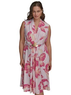 Donna Karen New York DKNY Apricot Peach V Neck Dress Formal Event Plus Size 18